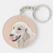テニスボールのドッグアー絵画ト付きゴールデンレトリバー キーホルダー (裏面)