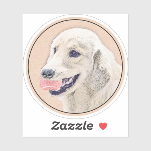 テニスボールのドッグアー絵画ト付きゴールデンレトリバー シール (シート)