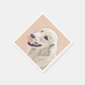 テニスボールのドッグアー絵画ト付きゴールデンレトリバー スタンダードカクテルナプキン (角)