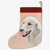 テニスボールのドッグアー絵画ト付きゴールデンレトリバー スモールクリスマスストッキング (裏面)