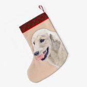 テニスボールのドッグアー絵画ト付きゴールデンレトリバー スモールクリスマスストッキング (裏面 (吊り時))