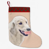 テニスボールのドッグアー絵画ト付きゴールデンレトリバー スモールクリスマスストッキング (正面)