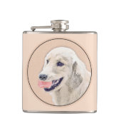 テニスボールのドッグアー絵画ト付きゴールデンレトリバー フラスク (正面)