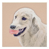 テニスボールのドッグアー絵画ト付きゴールデンレトリバー ポスター (正面)