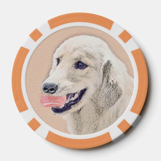 テニスボールのドッグアー絵画ト付きゴールデンレトリバー ポーカーチップ (裏面)