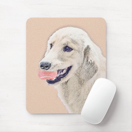 テニスボールのドッグアー絵画ト付きゴールデンレトリバー マウスパッド (マウス)