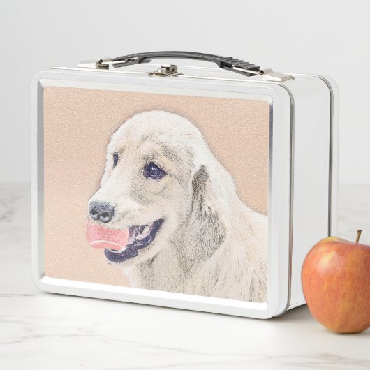 テニスボールのドッグアー絵画ト付きゴールデンレトリバー メタルランチボックス (インサイチュ)
