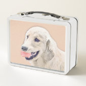 テニスボールのドッグアー絵画ト付きゴールデンレトリバー メタルランチボックス (裏面)