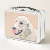 テニスボールのドッグアー絵画ト付きゴールデンレトリバー メタルランチボックス (正面)