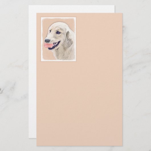 テニスボールのドッグアー絵画ト付きゴールデンレトリバー 便箋 (正面/裏面)