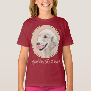 テニスボールのドッグアー絵画ト付きゴールデンレトリバー Tシャツ