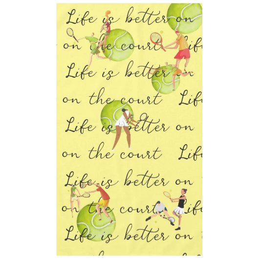 テニスボールのライフはコートの方が良い テーブルクロス (正面)