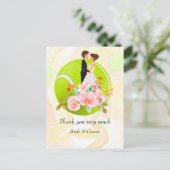 テニスボールの新郎新婦結婚は ポストカード (スタンド正面)