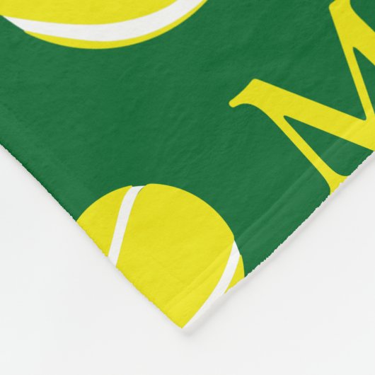 テニスボールは黄色、濃い緑の名前をカスタムする フリースブランケット (角)