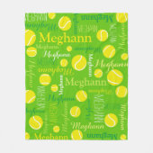 テニスボールは黄色、緑の名前をカスタムする フリースブランケット (正面)