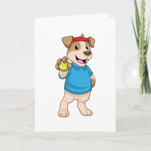 テニスボールを持つテニスの犬 カード (正面)