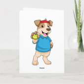 テニスボールを持つテニスプレーヤーの犬 カード (裏面)