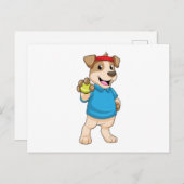 テニスボールを持つテニスプレーヤーの犬 ポストカード (正面/裏面)