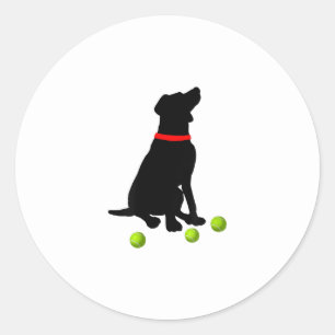 テニスボールを持つラブラダー・リトリーバー犬 ラウンドシール