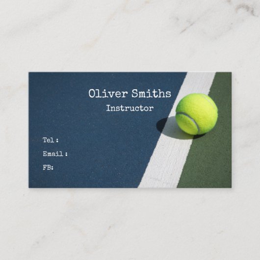 テニスボールを青にしたインストラクターコーチの  名刺 (正面)