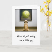 テニスボールアートを見るゴールデンレトリバー カード (黄色い花)