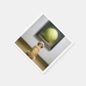 テニスボールアートを見るゴールデンレトリバー スタンダードカクテルナプキン (角)