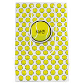 テニスボールイエローホワイトスポーツ抱き枕 ミディアムペーパーバッグ (裏面)