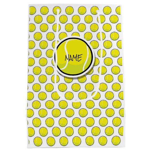 テニスボールイエローホワイトスポーツ抱き枕 ミディアムペーパーバッグ (裏面)