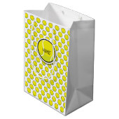 テニスボールイエローホワイトスポーツ抱き枕 ミディアムペーパーバッグ (裏面アングル)