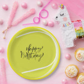 テニスボールオンイエローハッピーバースデー紙プレート ペーパープレート (パーティー)