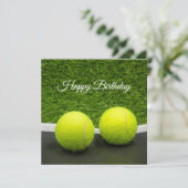 テニスボールオングリーングラス誕生日 カード (スタンド正面)