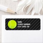 テニスボールオンブラック&ダークグレーストライプボール ラベル (インサイチュ)