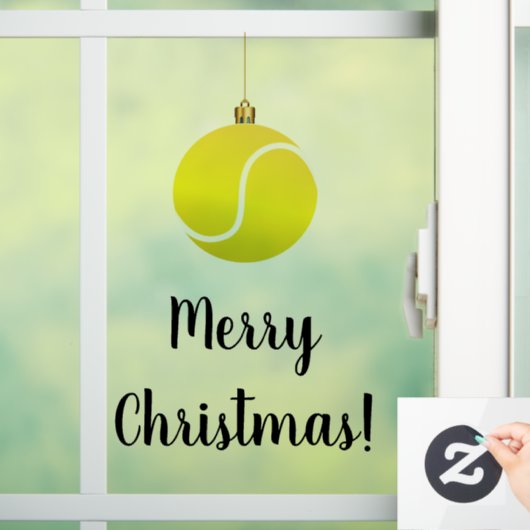 テニスボールオーナメントメリークリスマスフェスティバル文字 ウィンドウサイン (ホーム)