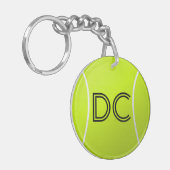 テニスボールカスタムイニシャルまたは文字キーチェーン キーホルダー (正面左)