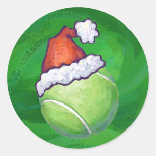テニスボールクリスマスグリーン ラウンドシール