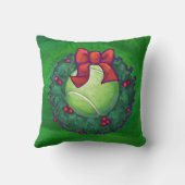 テニスボールクリスマスリースオングリーン クッション (裏面)