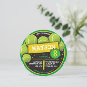 テニスボールグリーン誕生日パーティーの招待状 招待状 (スタンド正面)