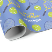 テニスボールスポーツゲーム誕生日名 ラッピングペーパー (ロールコーナー)