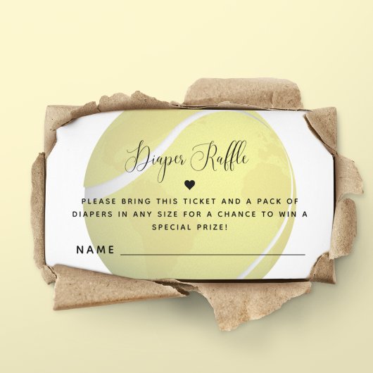 テニスボールスポーツテーマベビーシャワーおむつラッフル エンクロージャーカード