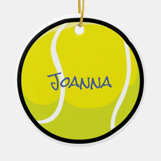 テニスボールチーム選手コーチイエロースポーツおもしろい セラミックオーナメント (正面)