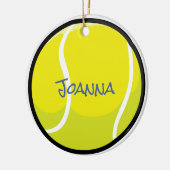 テニスボールチーム選手コーチイエロースポーツおもしろい セラミックオーナメント (左)