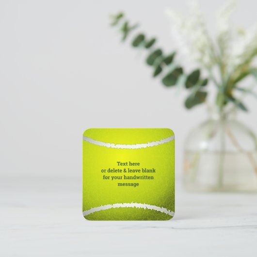 テニスボールデザインビーフカードメッセージカード スクエア名刺 (スタンド正面)