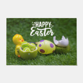 テニスボールハッピーイースターと卵とボール ドアマット (正面)