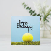 テニスボールハッピーバースデーサイン入り青空 カード (スタンド正面)
