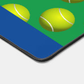 テニスボールパターはっきりしたン、ホワイトネーム、青と緑 デスクマット (コーナー)