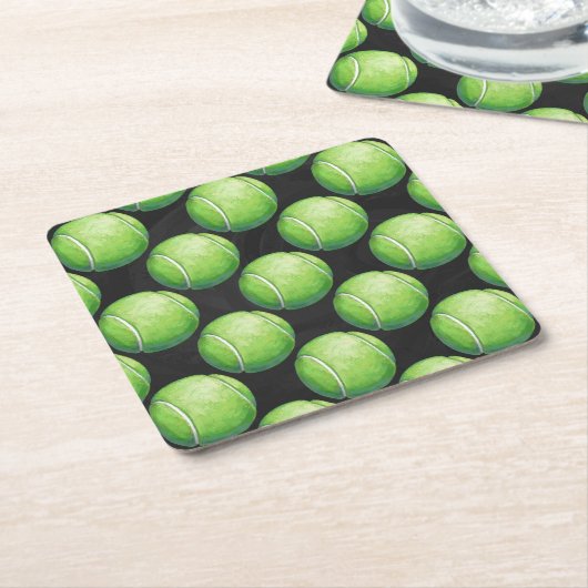テニスボールパターン スクエアペーパーコースター (アングル)