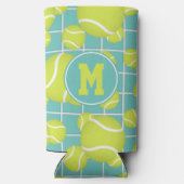 テニスボールパターンwネット詳細 モノグラムの スリム缶クーラー (裏面)