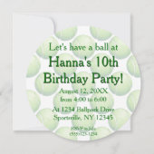 テニスボールパーティの招待状 招待状 (裏面)