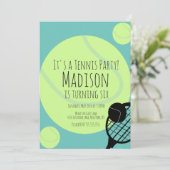テニスボールパーティーゲーム誕生日招待状 招待状 (スタンド正面)