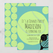 テニスボールパーティーゲーム誕生日招待状 招待状 (正面/裏面)